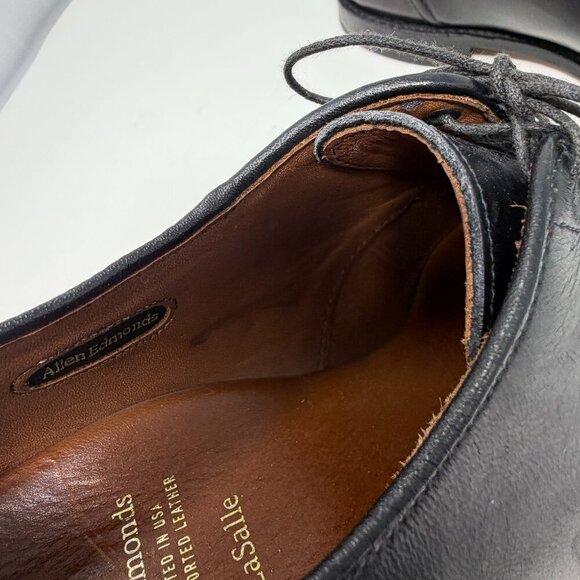 Allen Edmonds men\'s LaSalle dress shoes 12 D oxford derby lace up black leather main image 7